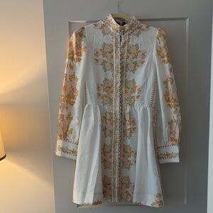 Beulah White Dress with Floral Embroidery